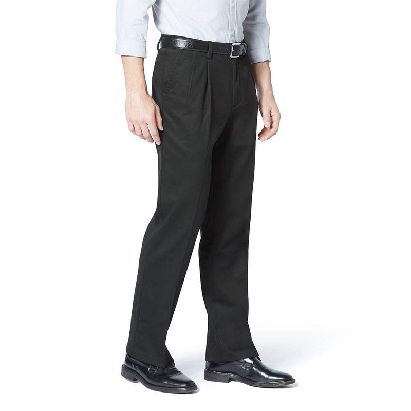 Dockers Men's Classic Fit Easy Khaki Pants-Pleated (Standard and Big & Tall), Black, 33W x 32L - Image 2